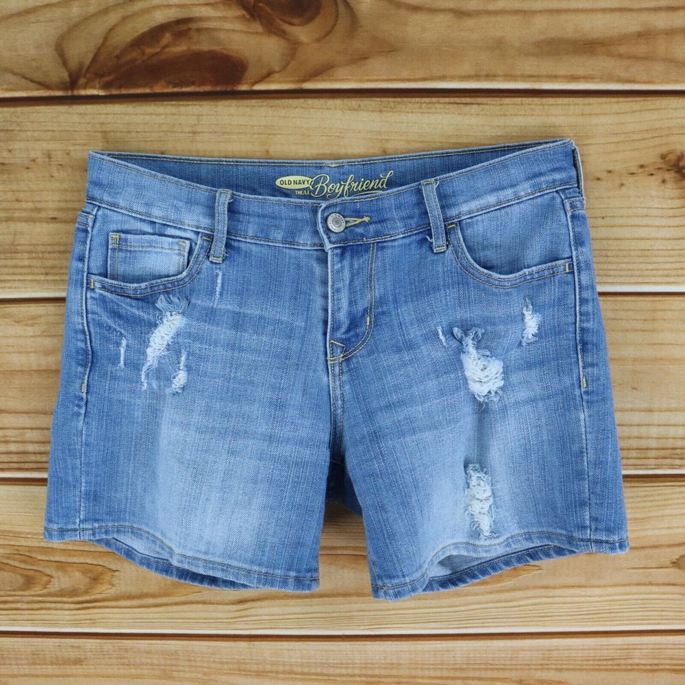 Old Navy Jean‎ Shorts Boyfriend Fit Distressed Womens Sz 2 Blue Light Wash Denim